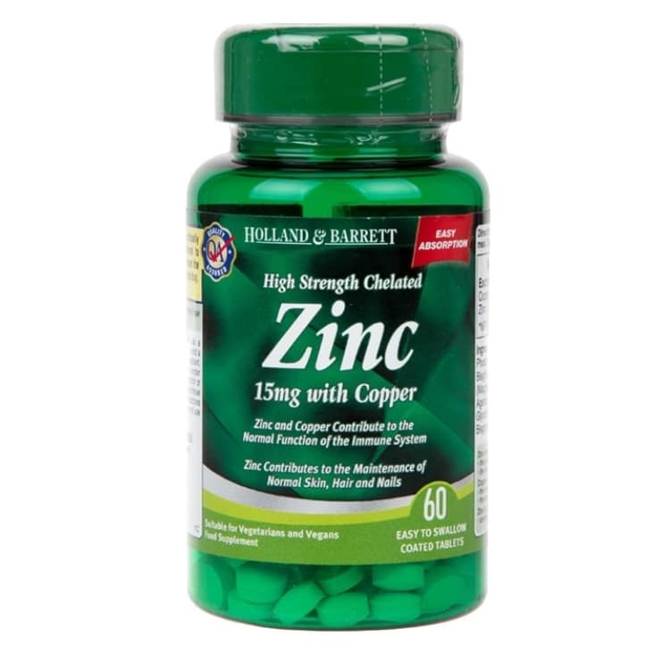 Holland &amp; Barrett - Kelaterat Zink och Koppar, 15 mg - 60 tabletter | Vitaminer och mineralerVissa mineralerZinkHälsa och välbefinnandeHälsokost | Apoteka