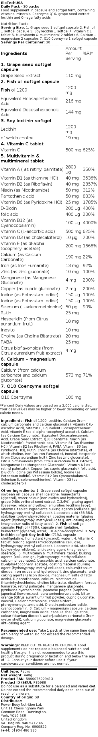 BioTechUSA - Daily Pack, 30 paket - Bild 2