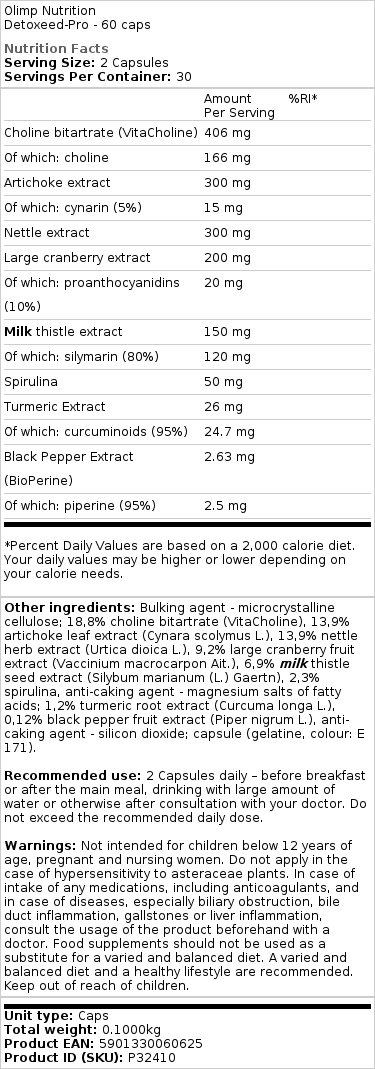 Olimp Nutrition - Detoxeed-Pro, 60 kapslar - Bild 2