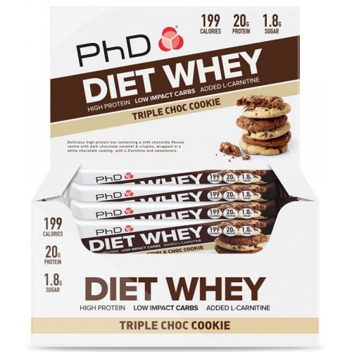 PhD - Diet Whey Bar, Trippel Chokladkex - 12 barer | HälsokostProteinerProteinbarsFitness och träning | Apoteka