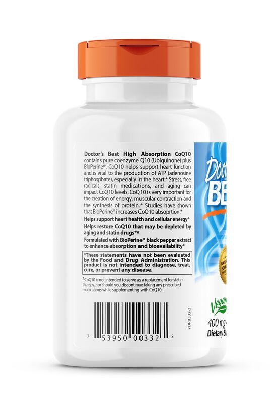 Doctor's Best - Högeffektivt CoQ10, 400 mg, 180 vegetabiliska kapslar - Bild 4