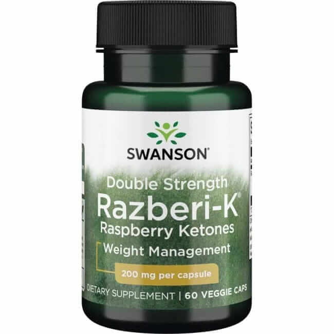 Swanson - Dubbelstyrka Razberi-K, 200 mg - 60 vegetabiliska kapslar | Vitaminer och mineralerViktkontrollFitness & TräningÖrter och växtbaserade preparat | Apoteka