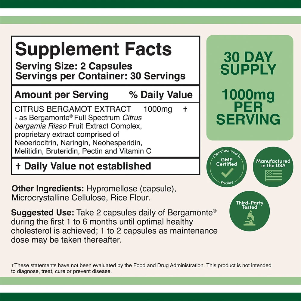 Double Wood Supplements - Citrusextrakt av Bergamott (60 kapslar) - Bild 2