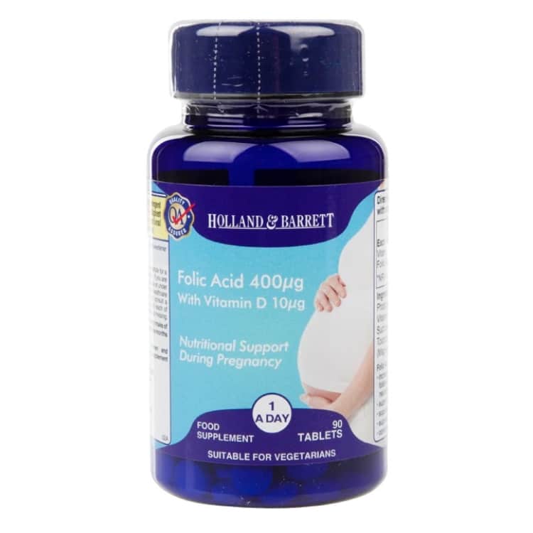 Holland &amp; Barrett - Folinsyra 400 mcg med D-vitamin 10 mcg, 90 tabletter | Vitaminer och mineralerHälsa och välbefinnandeVissa vitaminerHälsokostFolat | Apoteka