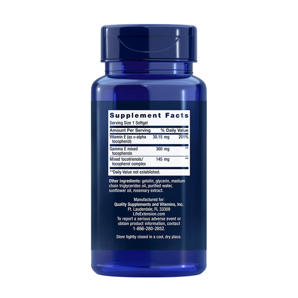 Life Extension - Gamma E Blandade Tokoferoler & Tokotrienoler, 60 mjukkapslar - Bild 2