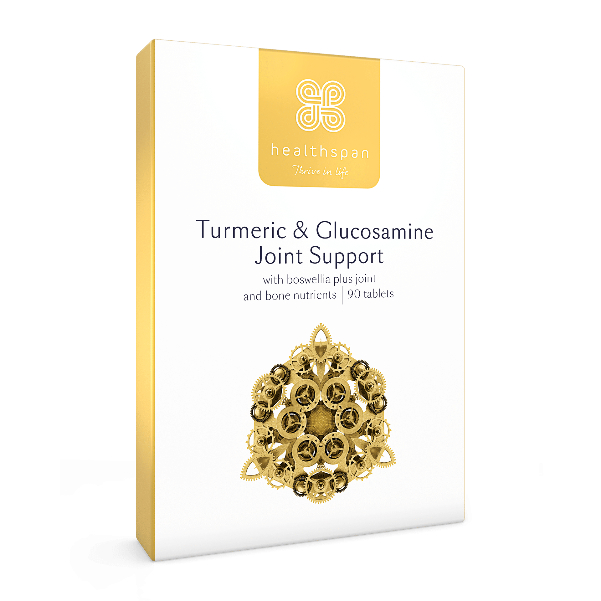 Healthspan - Gurkemeja &amp; Glukosamin Ledstöd, 60 tabletter | Vitaminer och mineralerVeganska produkterHälsa och välbefinnandeHälsokostStöd för ledernaGurkmeja | Apoteka