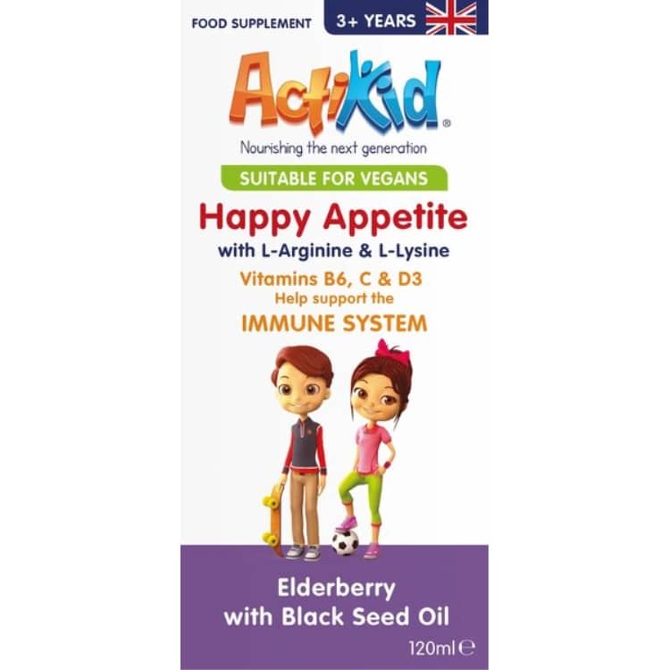 ActiKid - Happy Appetite Immune System, fläderbär med svartfröolja - 120 ml | Vitaminer och mineralerHälsa och välbefinnande | Apoteka