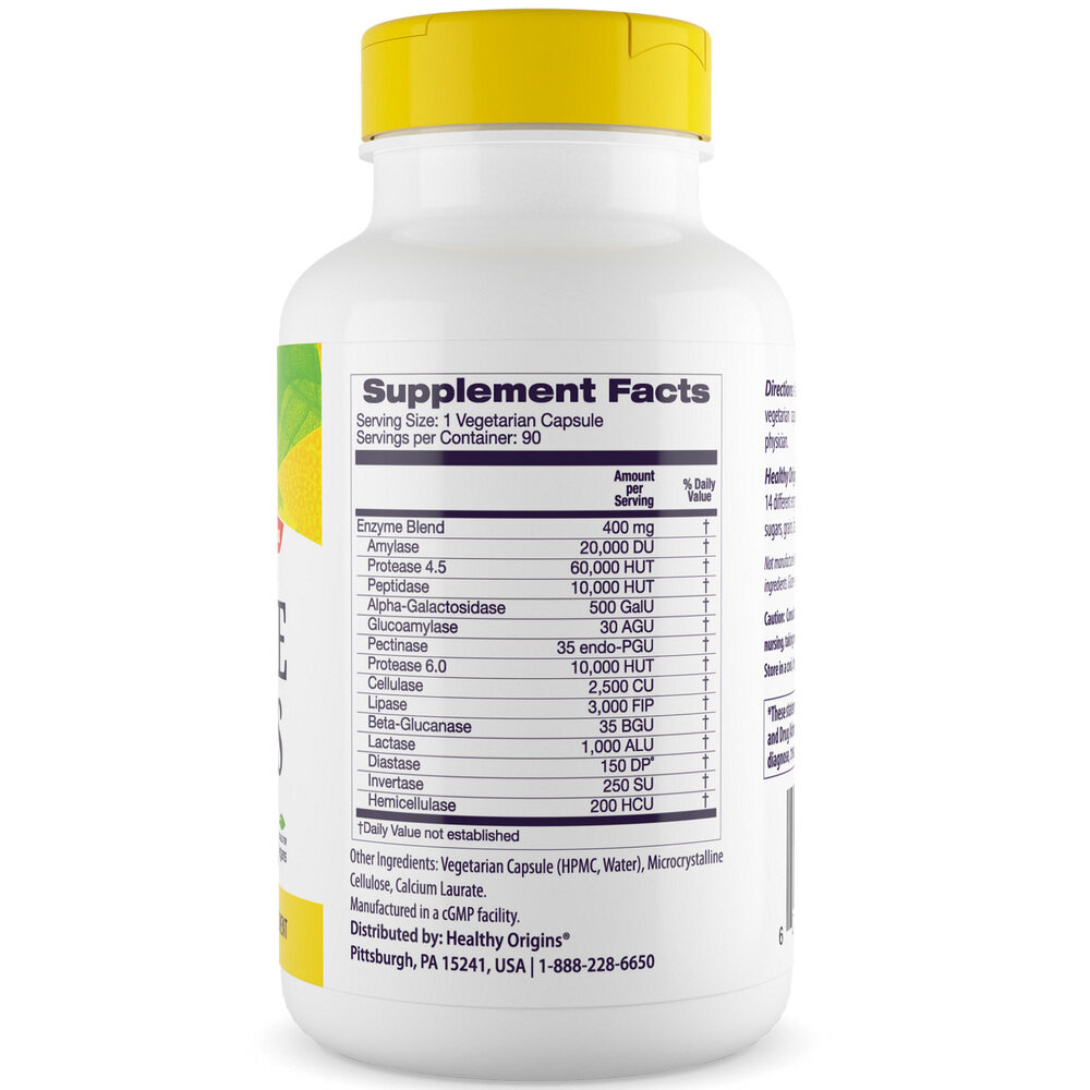 Healthy Origins - Digestiva Enzymer Bredspektrum, 90 kapslar - Bild 3