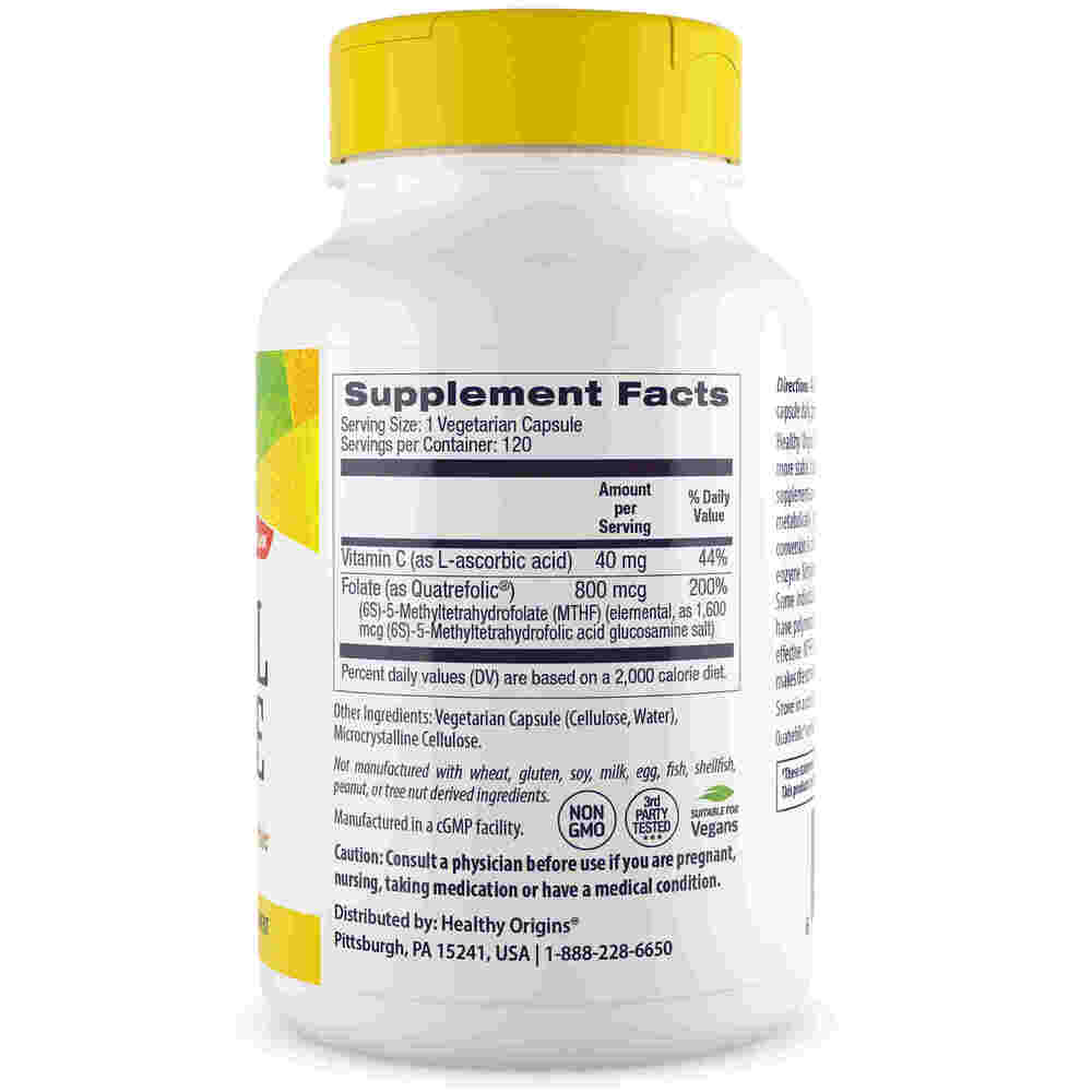 Healthy Origins - Metylfolat, 800 mcg, 120 kapslar - Bild 3