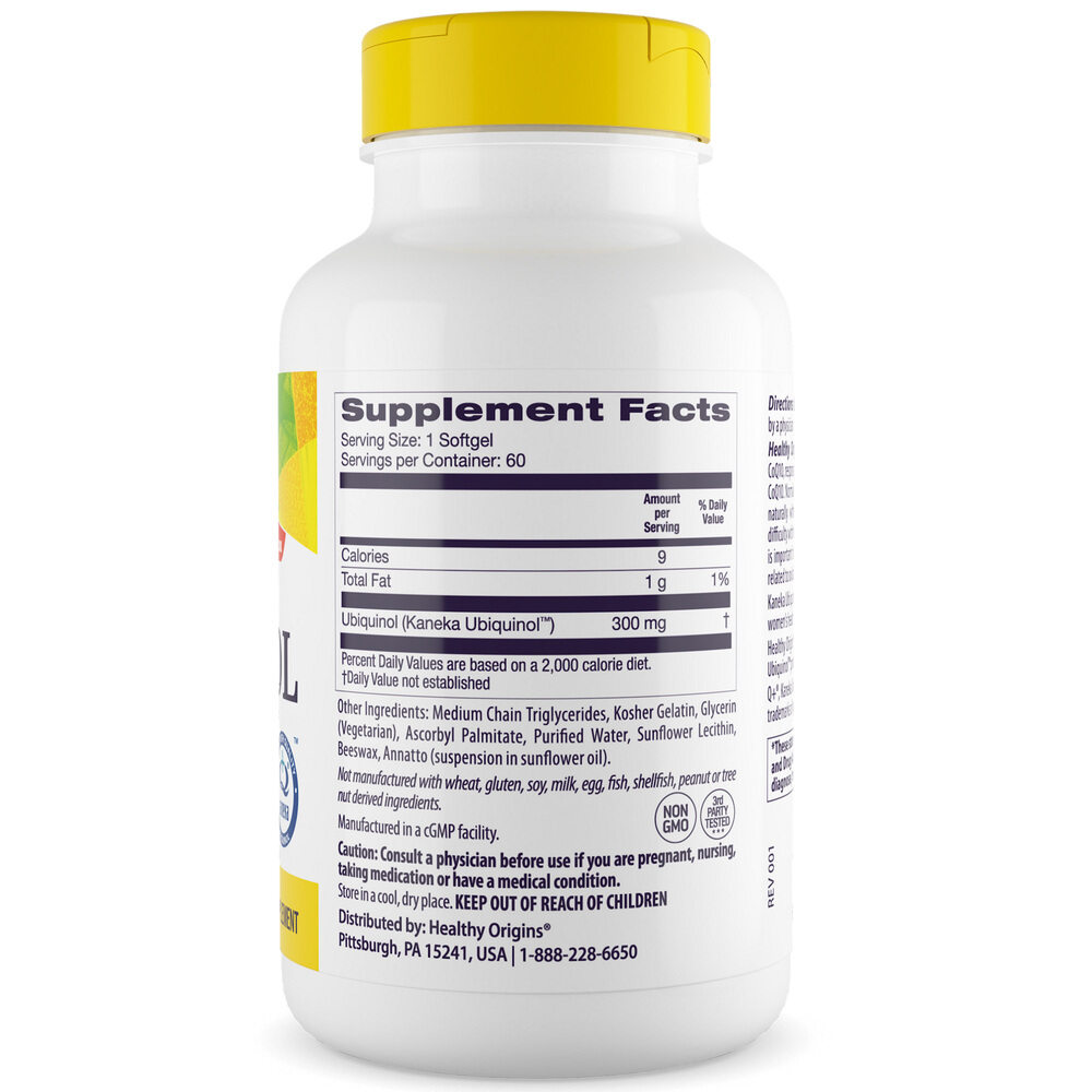 Healthy Origins - Naturlig Ubiquinol, 300 mg, 60 mjukkapslar - Bild 3