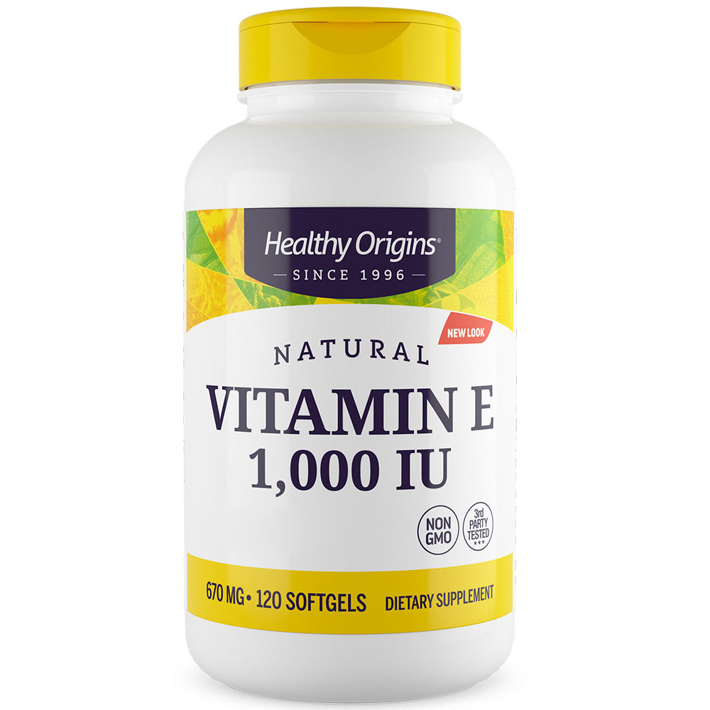 Healthy Origins - Naturligt Vitamin E, 1000 IU, 120 mjukkapslar - Bild 2
