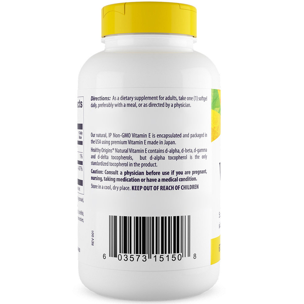Healthy Origins - Naturligt Vitamin E, 1000 IU, 120 mjukkapslar - Bild 4