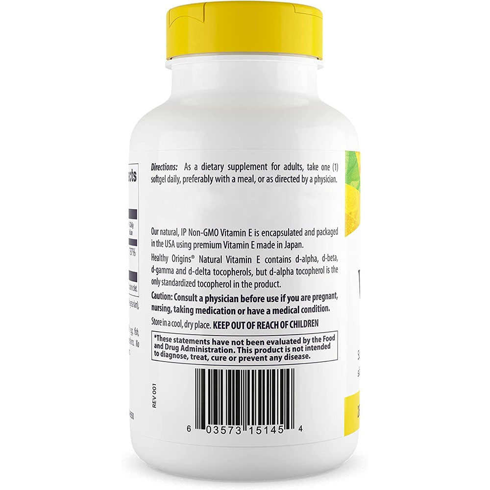 Healthy Origins - Naturligt Vitamin E 400 IU, 180 mjukkapslar - Bild 4