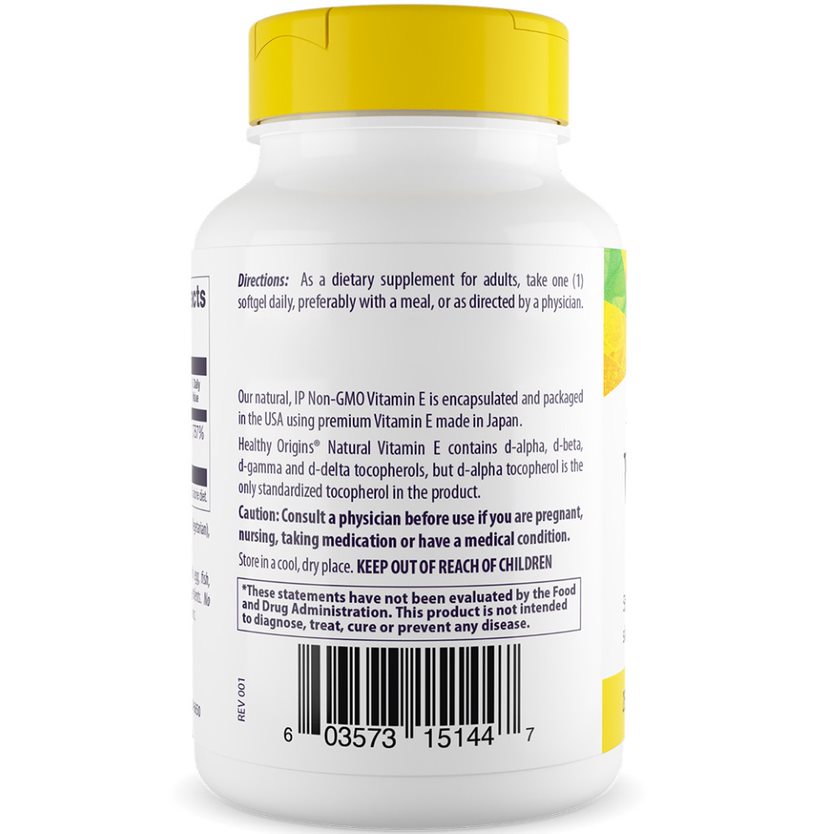 Healthy Origins - Naturligt Vitamin E Depot, 400 IU, 90 mjuka kapslar - Bild 4