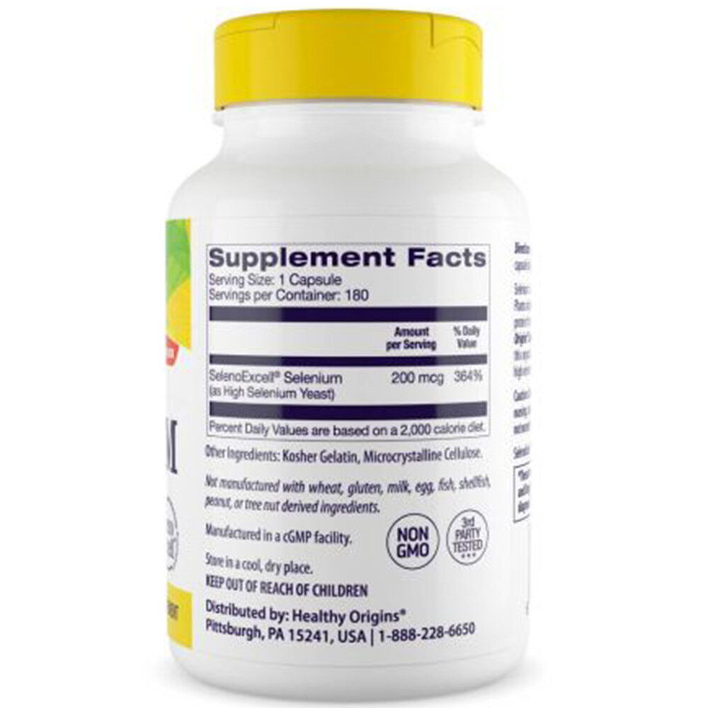 Healthy Origins - Seleno Excell Selenium, 200 mcg, 180 kapslar - Bild 3