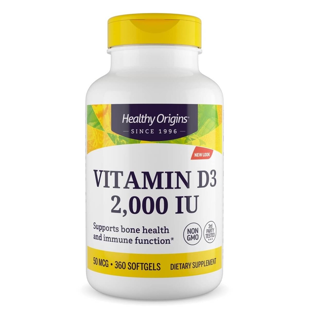 Healthy Origins Vitamin D3 2 000 IU 360 Softgels (MCT Oil)