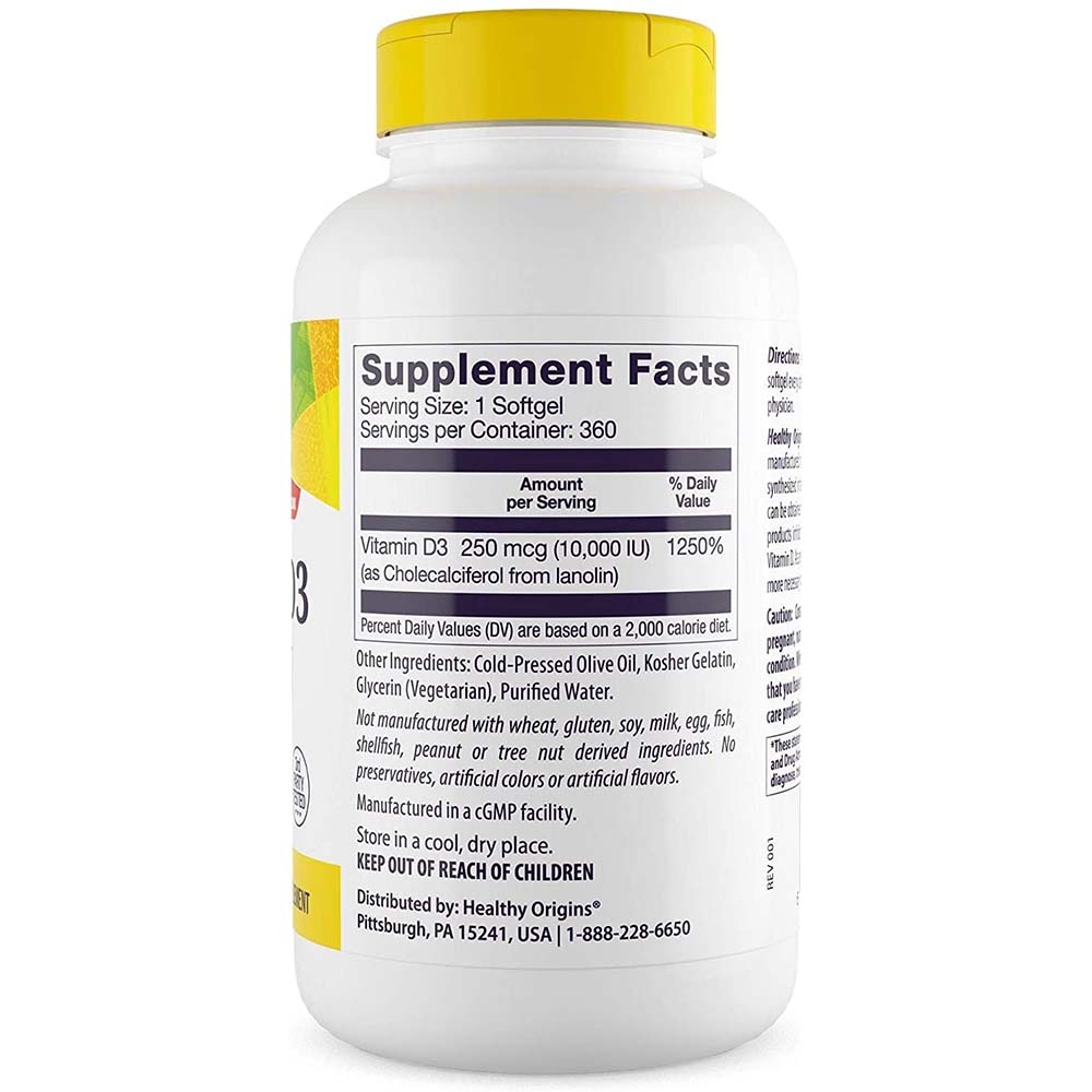 Healthy Origins - Vitamin D3 Depot, 10 000 IU, 360 mjuka kapslar - Bild 3