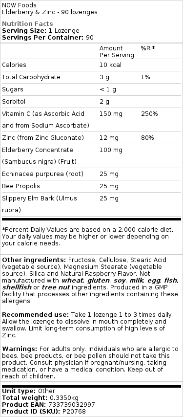 NOW Foods - Hyben & Zink, 90 pastiller - Bild 2