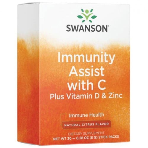 Swanson - Immunförsvarsstöd med C-vitamin, D-vitamin och Zink, Citrussmak - 30 x 8g | Vitaminer och mineralerVissa mineralerZinkHälsa och välbefinnandeHälsokost | Apoteka