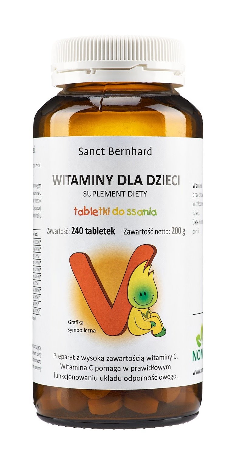 Krauterhaus Sanct Bernhard - Barnvitaminer, 240 tabletter | Vitaminer och mineralerVissa vitaminerNiacinFolsyra | Apoteka