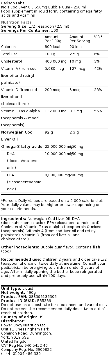 550mg Natural Lemon - 250 ml.