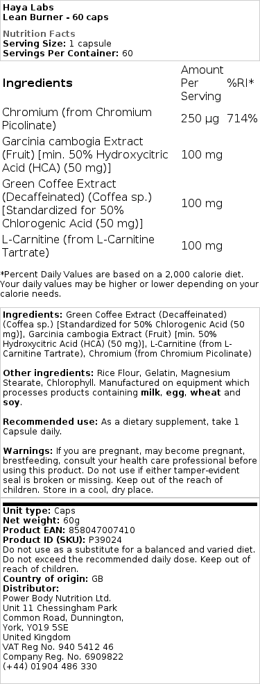 Haya Labs - Lean Burner, 60 kapslar - Bild 2
