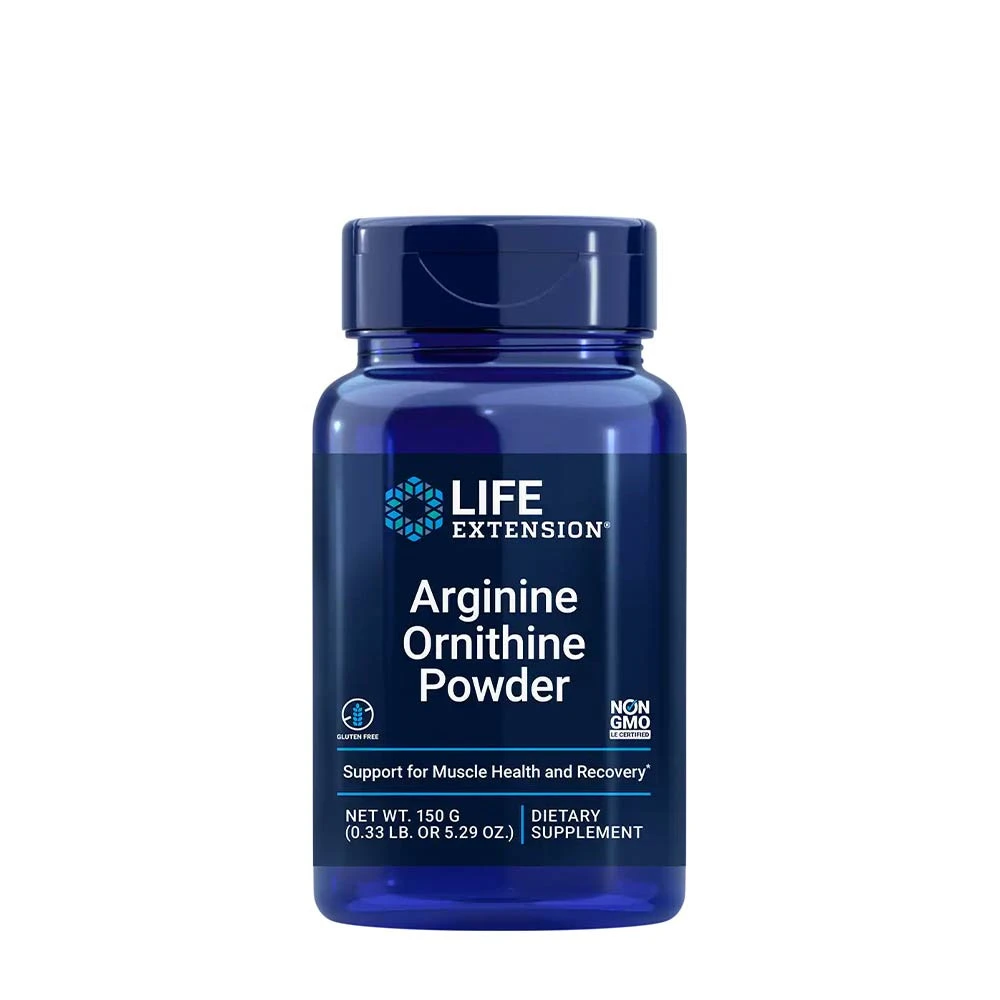 Life Extension - Arginin Ornithin Pulver, 150 g | Aminosyror och BCAAHälsokostAminosyrablandningarFitness och träningL-arginin | Apoteka
