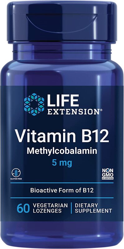 Life Extension - Vitamin B12 Metylkobalamin, 5 mg, 60 sugtabletter - Bild 4