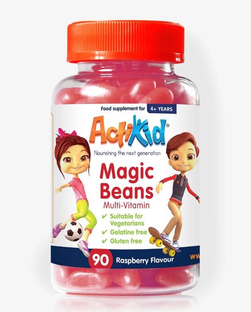 ActiKid - Magic Beans Multivitamin, Hallon - 90 tuggummivitaminer | Vitaminer och mineralerHälsa och välbefinnandeMultivitaminer | Apoteka