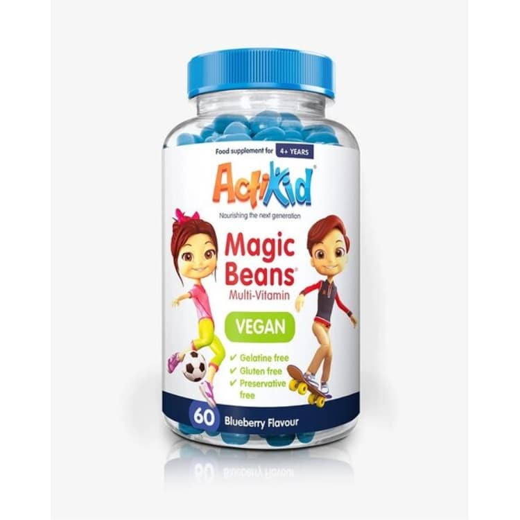 ActiKid - Magic Beans Multi-Vitamin, Vegansk Blåbär - 60 bönor | Vitaminer och mineralerHälsa och välbefinnandeMultivitaminer | Apoteka