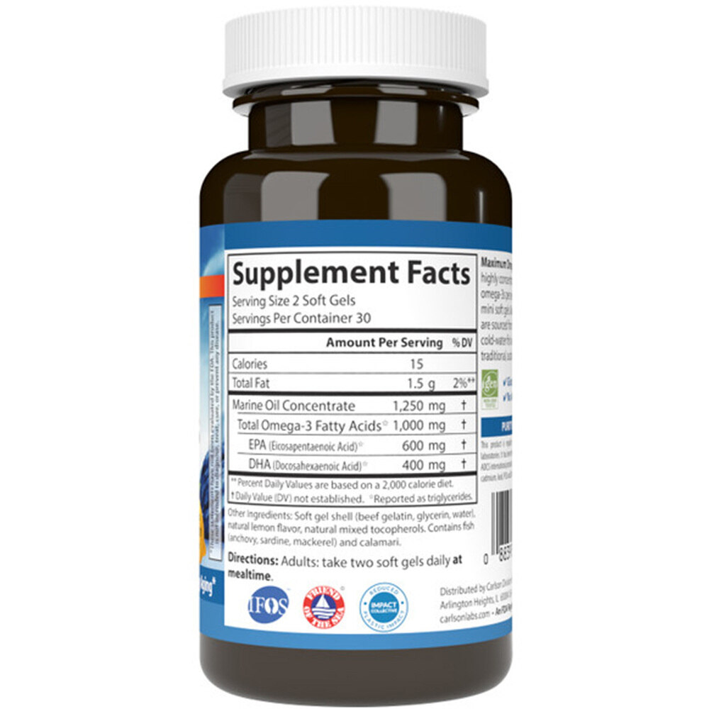 Carlson Labs - Maximum Omega Minis, 60 + 20 mjukkapslar - Bild 3