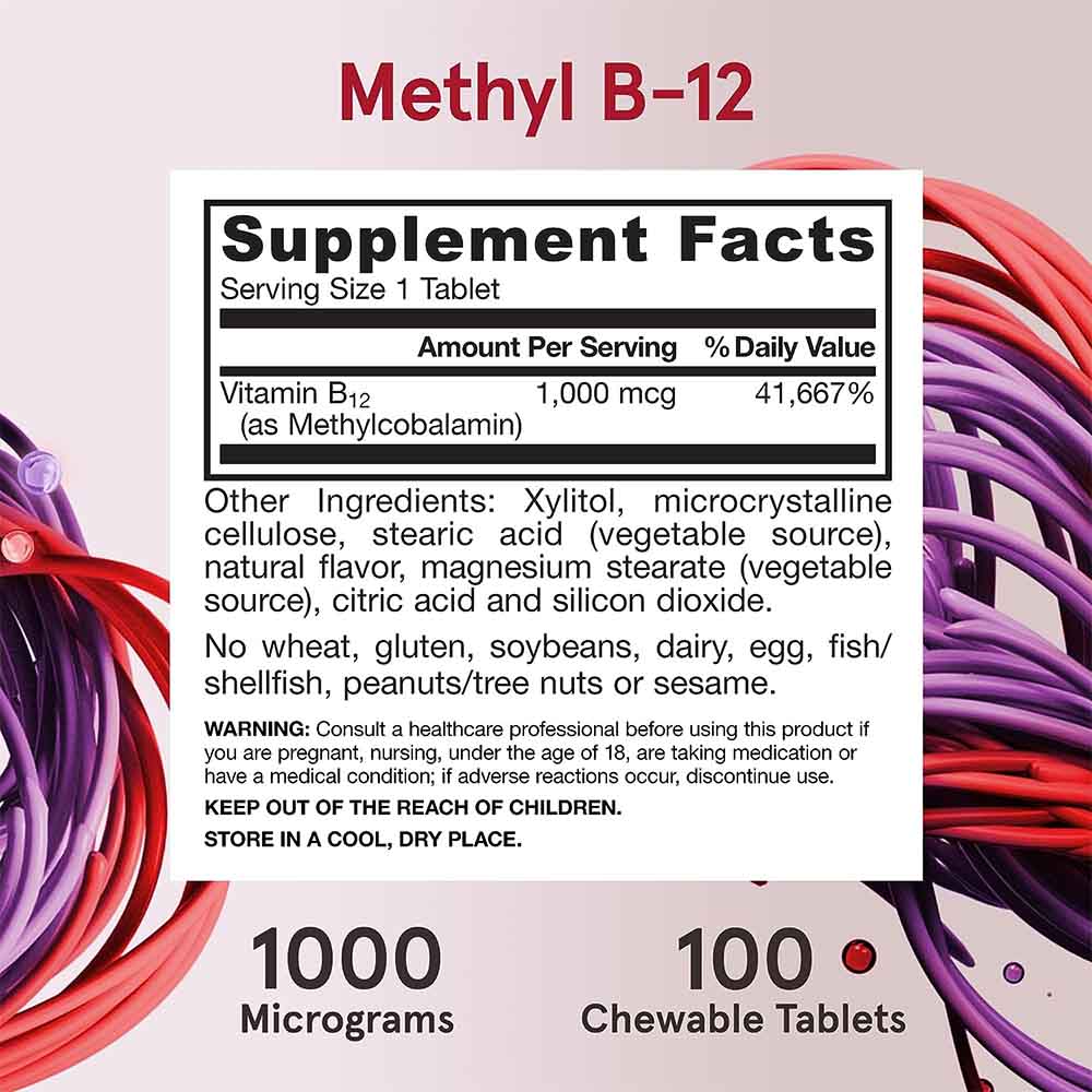 Jarrow Formulas - Metyl B-12, 1000 mcg (Citron), 100 veganska tuggtabletter - Bild 7