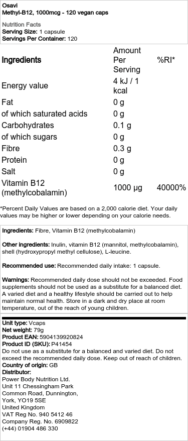 500 mcg - 120 veganske kapsler