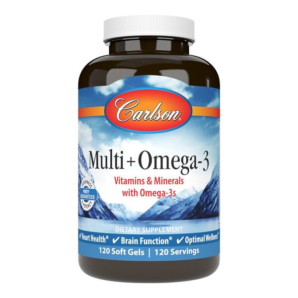 Carlson Labs - Multi + Omega-3, 120 mjuka kapslar | Vitaminer och mineralerHälsa och välbefinnandeOmega och fiskoljaHälsokostNordisk vitalitet | Apoteka