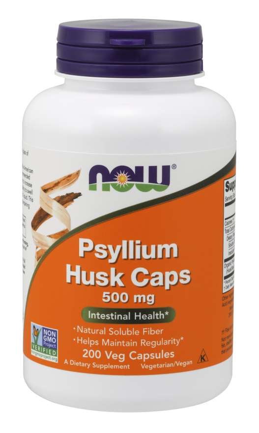 NOW Psyllium Husk 500 mg (200 Veg Capsules)