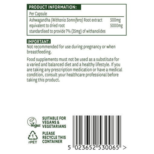 Natures Aid Ashwagandha – Traditionell Ayurvedisk Ört (30 Kapslar) - Bild 3