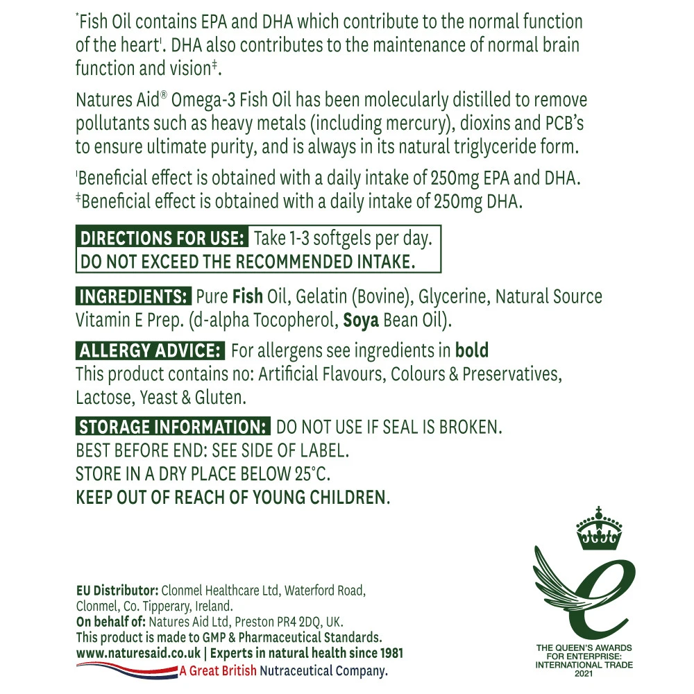 Natures Aid - Fiskolja, 1000 mg (120 mjukkapslar) - Bild 2