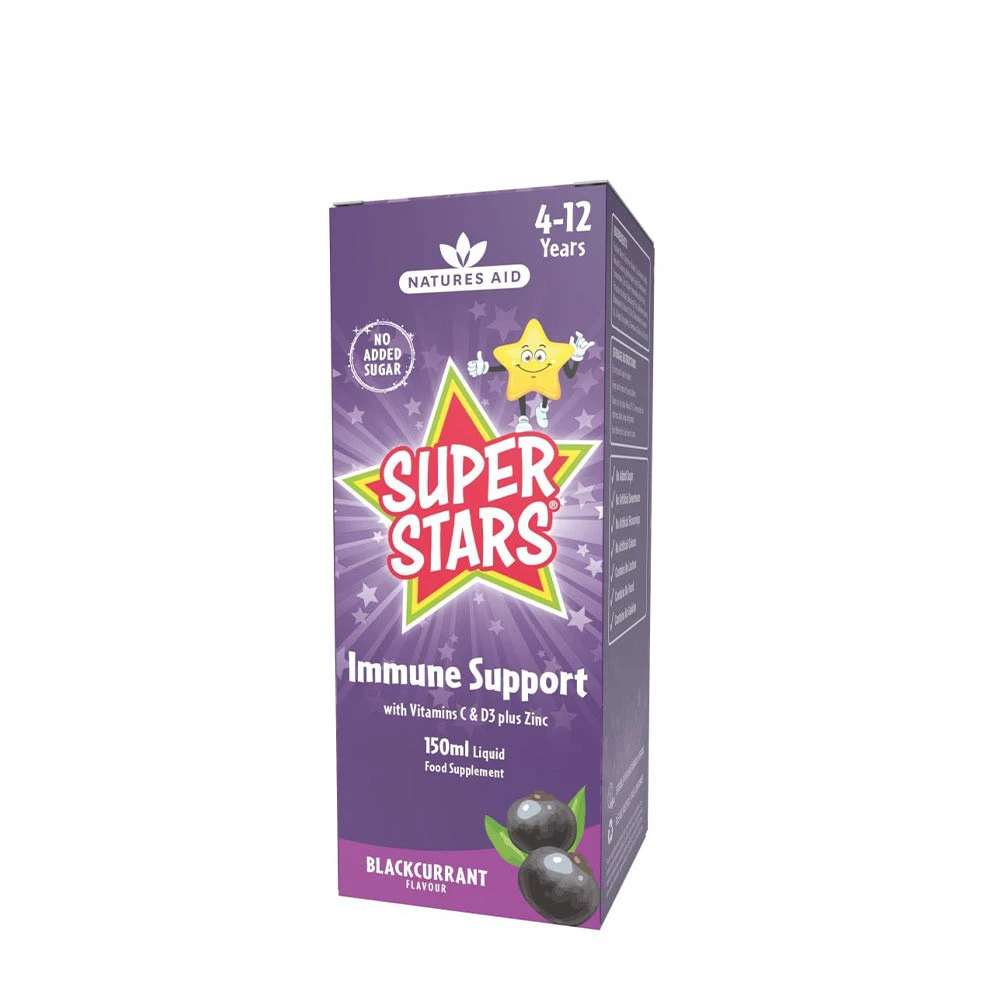 Natures Aid - Super Stars Immunstöd, Svarta Vinbärssmak, 150 ml | Hälsokost | Apoteka