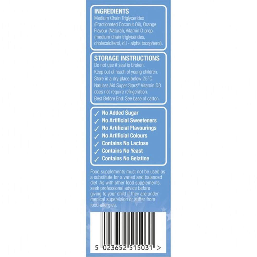 Natures Aid - Super Stars Vitamin D3 Spray, 30 ml, Apelsin - Bild 3