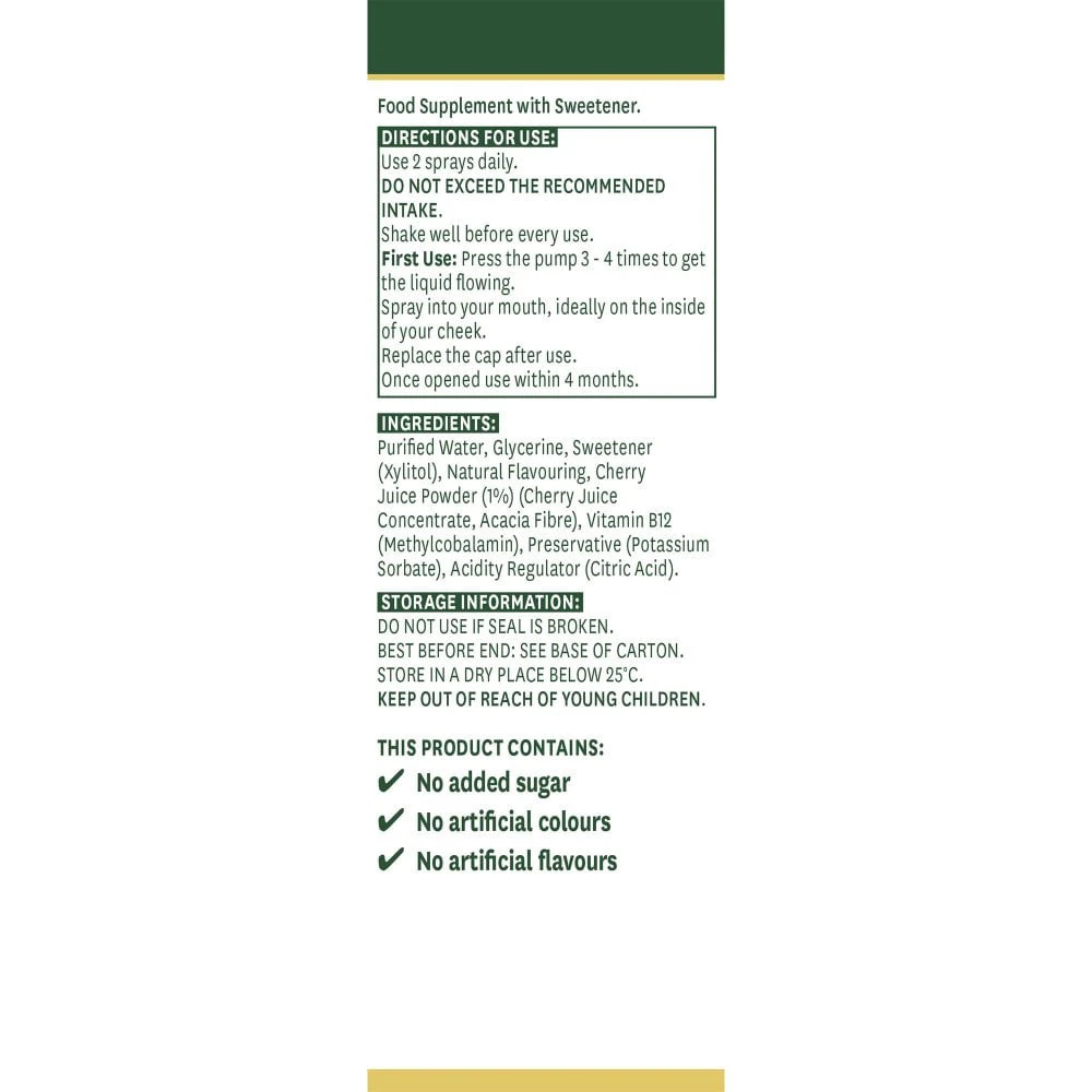 Natures Aid - Vitamin B12 Daglig Munspray, 30 ml, Körsbär - Bild 3