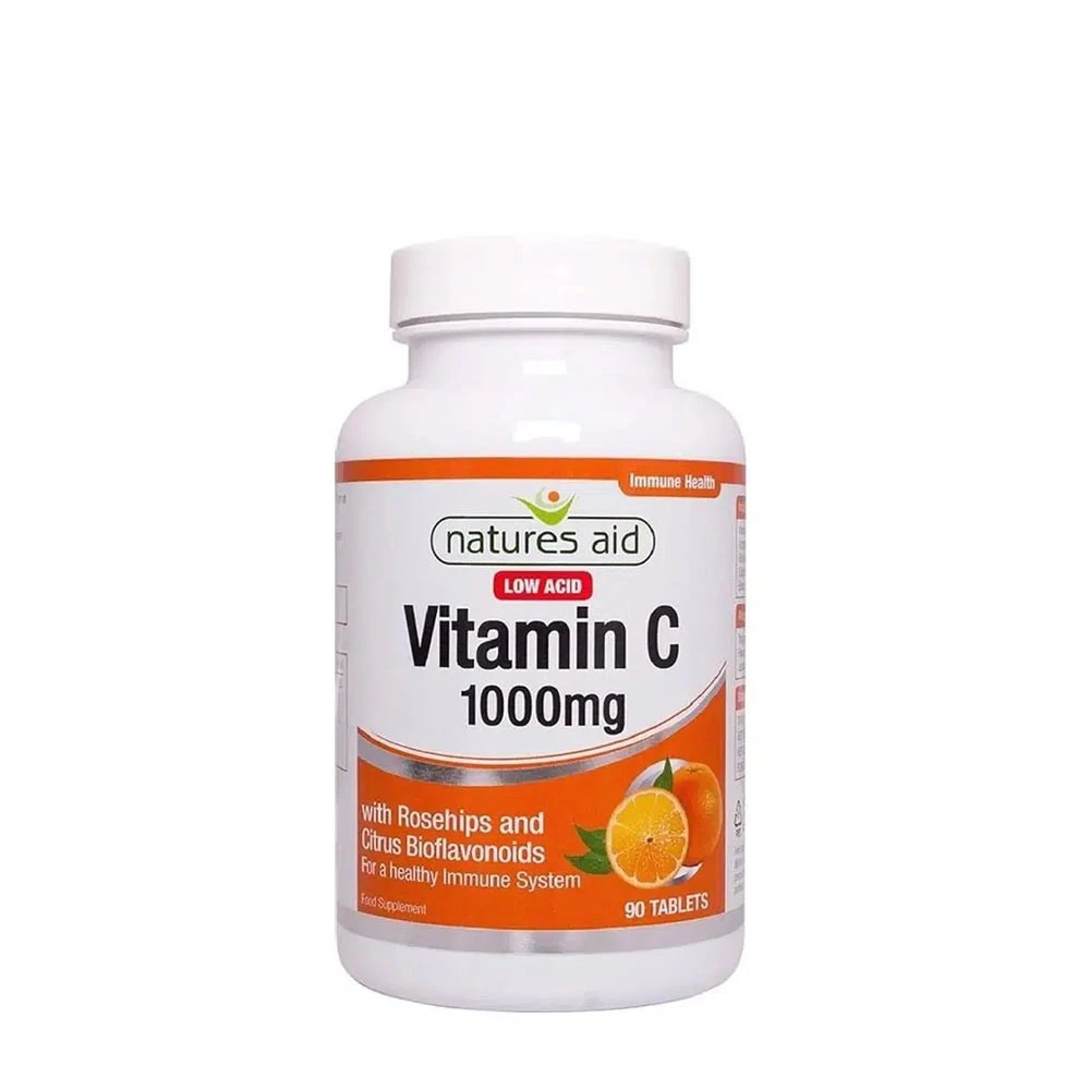 Natures Aid - Vitamin C 1000 mg, Låg Syra, 90 Tabletter | HälsokostKollagen | Apoteka