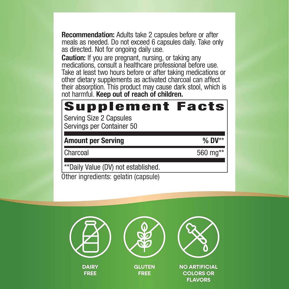 Nature's Way - Aktiverat Kol, 100 Kapslar - Bild 5