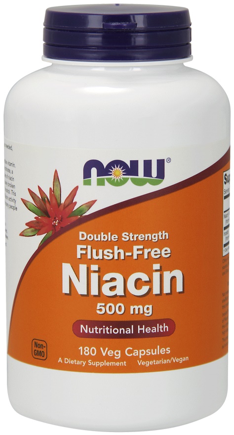 NOW Foods - Niacin Flush-Free, 500 mg (dubbel styrka) - 180 vegkapslar | Vitaminer och mineralerVeganska produkterHälsokostNiacin | Apoteka