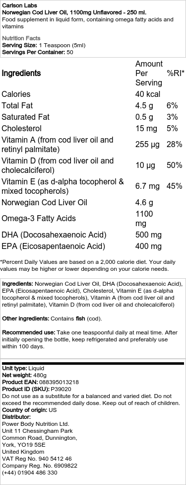 1100mg uden smag - 250 ml.