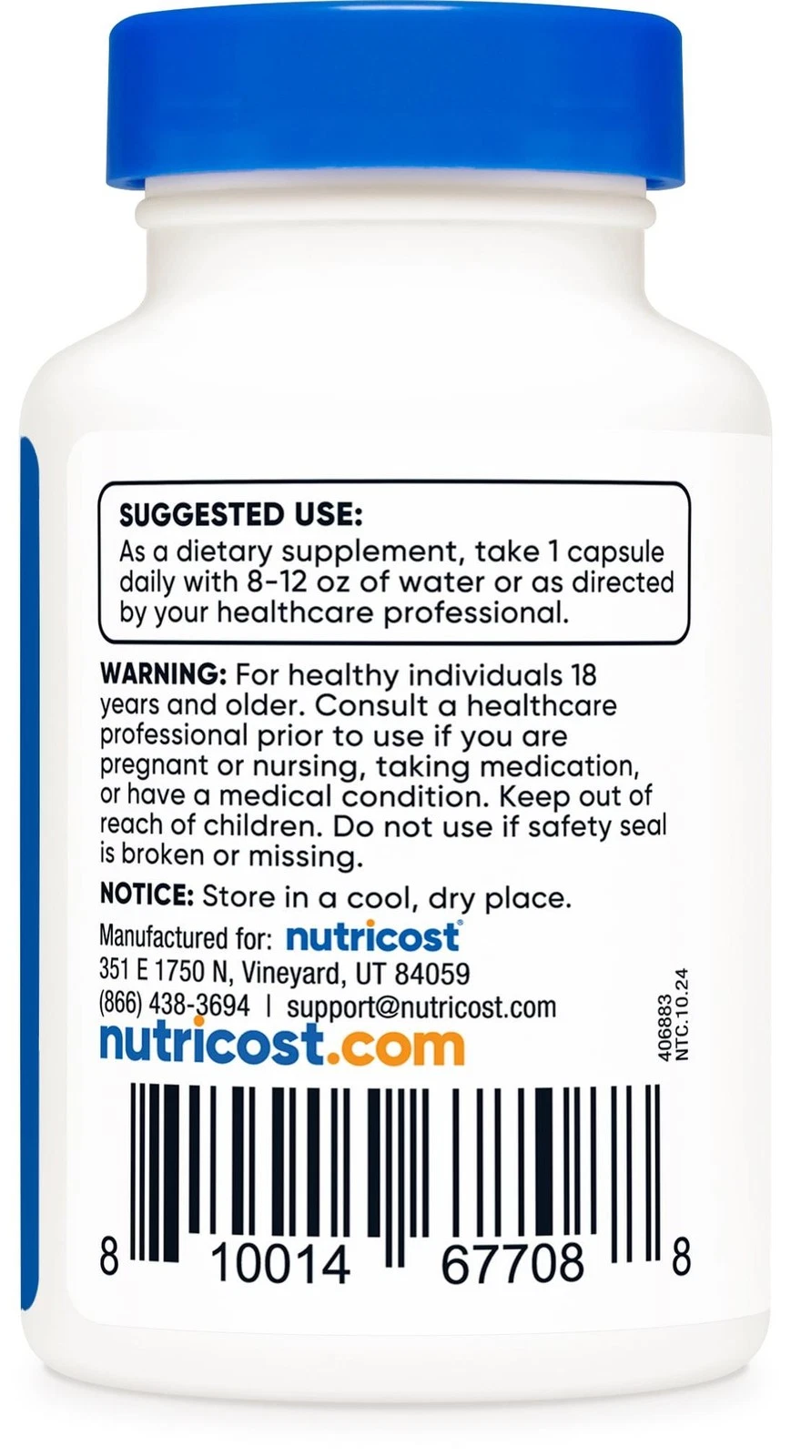 Nutricost - Vitamin B2 Riboflavin, 400 mg, 30 kapslar - Bild 3