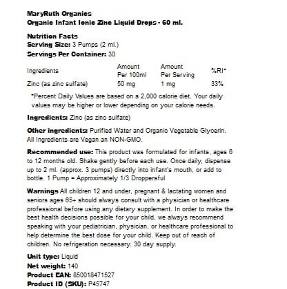 MaryRuth Organics - Organiska Joniska Zinkdroppar för Spädbarn, 60 ml - Bild 2