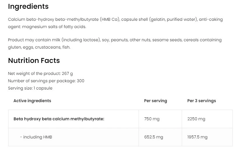 OstroVit - HMB 2250 mg, 300 kapslar - Bild 2