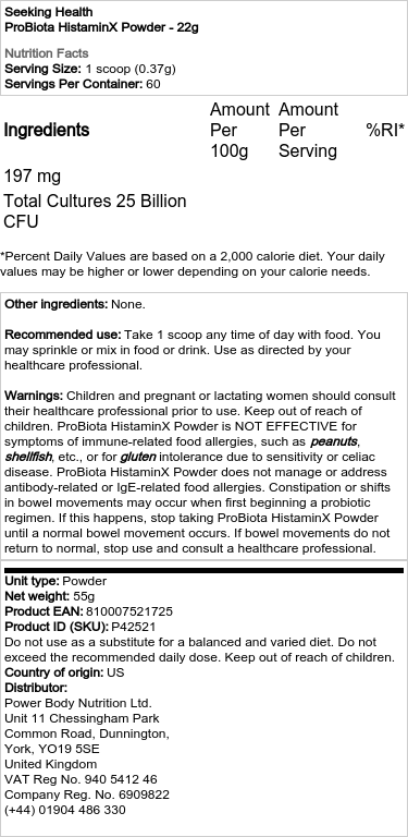 Seeking Health - ProBiota HistaminX, Pulver, 22g - Bild 2