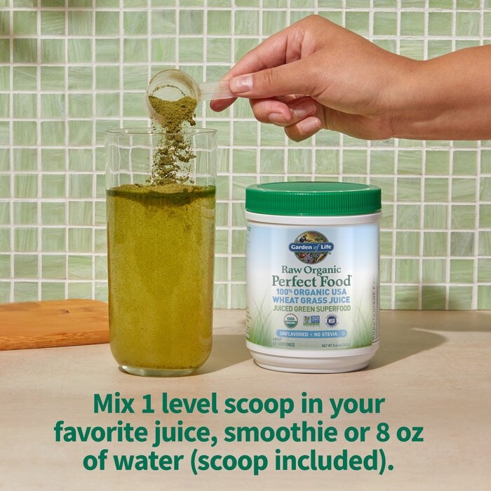 Garden of Life - Rå Ekologisk Perfekt Mat, 100% Ekologisk Amerikansk Vetegräsjuice - 240g - Bild 3