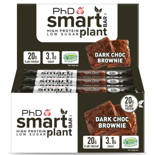 PhD - Smart Bar Plant, choklad-jordnötskaramell, 12 barer | Veganska produkterHälsokostProteinerProteinbarsFitness och träning | Apoteka